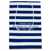 Royal Blue Striped Wedding Bedankt Medium Cadeauzakje (Voorkant)