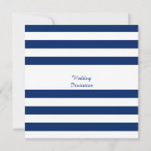 Royal Blue Striped Wedding Kaart (Achterkant)