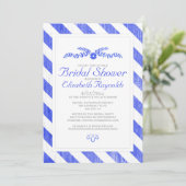 Royal Blue Stripes Invitations de douche nuptiale (Debout devant)