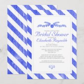 Royal Blue Stripes Invitations de douche nuptiale (Devant / Derrière)