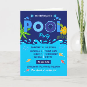 Royal Blue Summer Pool Birthday Party