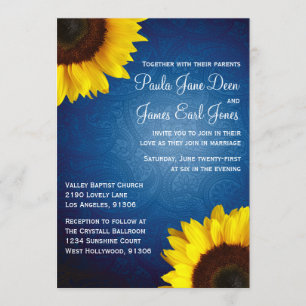 Royal Blue & Sunflower Faire-part de mariage
