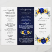 Royal Blue Sunflower Mariage Tri-fold Carte Progra (Devant)