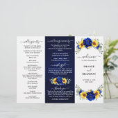 Royal Blue Sunflower Mariage Tri-fold Carte Progra (Debout devant)