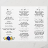 Royal Blue Sunflower Mariage Tri-fold Carte Progra (Dos)