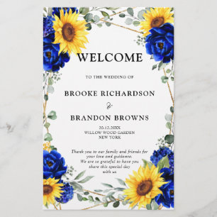 Royal Blue Sunflower Programme de mariage géométri