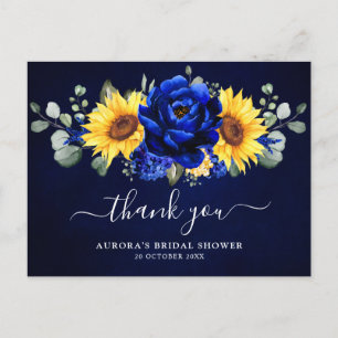 Royal Blue Sunflower Vrijgezellenfeest Bedankt Pos Briefkaart