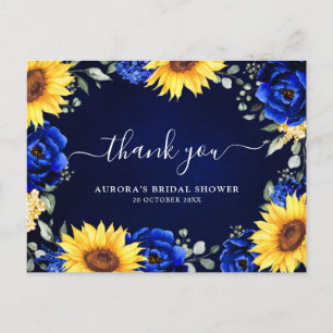 Royal Blue Sunflower Vrijgezellenfeest Bedankt Pos Briefkaart