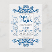 Royal Blue Swirls Wedding Save the Date Aankondigingskaart (Voorkant)