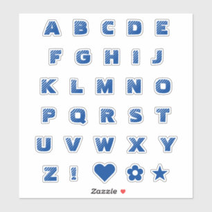 Royal Blue Text Capital Letters Alphabet Heart Sticker