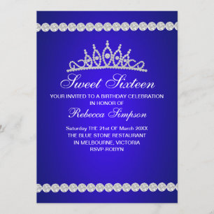 Royal Blue Tiara Sweet sixteen Invitation d'annive