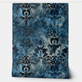 Royal blue trendy design damask luxe ornamenten behang