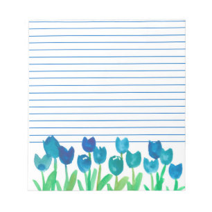 Royal Blue Tulip Garden Waterverf Flowers Notitieblok