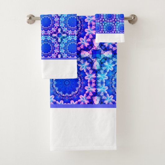 Royal blue Turquoise patterned Handdoek set (Insitu)