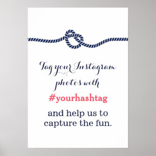 Royal Blue Tying the Knot Instagram Hashtag Sign Poster