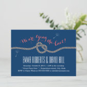 Royal Blue Tying the Knot Wedding Invitations (Debout devant)