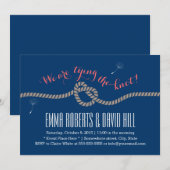 Royal Blue Tying the Knot Wedding Invitations Kaart (Voorkant / Achterkant)
