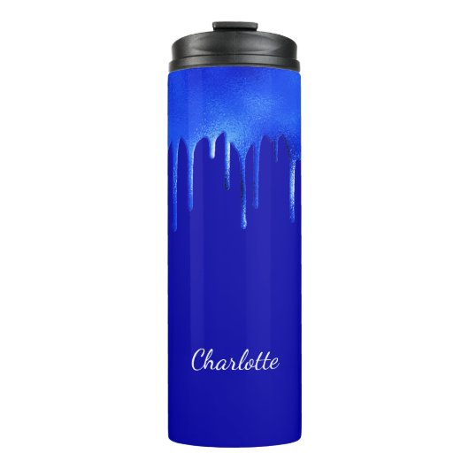 Royal blue-verfdruppelnaamscript thermosbeker (Voorkant)