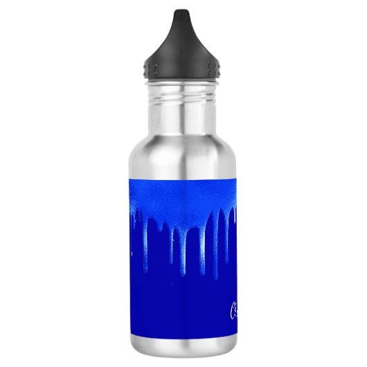 Royal blue-verfdruppelnaamscript waterfles  (Links)