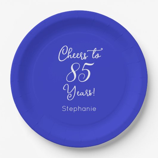 Royal Blue viert 85 jaar 85ste verjaardag Papieren Bordje (Voorkant)