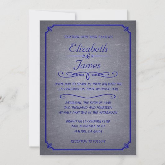 Royal Blue Vintage Chalkboard Invitations de maria (Devant)