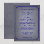 Royal Blue Vintage Chalkboard Invitations de maria (Devant / Derrière)