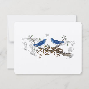 Royal Blue Vintage Lovebirds Mariage RSVP