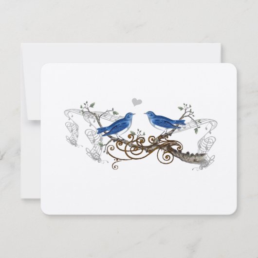 Royal Blue Vintage Lovebirds Mariage RSVP (Devant)