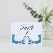 Royal Blue Vintage Peacock Numéro de table (Debout devant)
