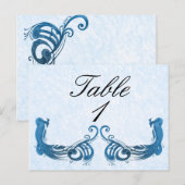 Royal Blue Vintage Peacock Numéro de table (Devant / Derrière)
