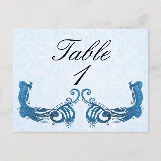 Royal Blue Vintage Peacock Numéro de table (Devant)