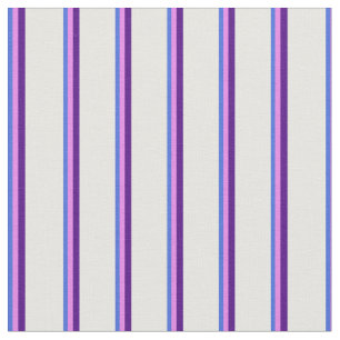 Royal Blue, Violet, Indigo & White Stripes Stof