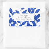 Royal Blue Watercolor Feuilles étiquette (Sac)