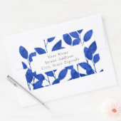 Royal Blue Watercolor Feuilles étiquette (Enveloppe)