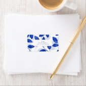 Royal Blue Watercolor Feuilles Étiquette (En situation)