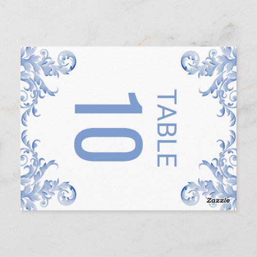 Royal Blue Waterverf bloeien tafel nummer Kaart (Achterkant)