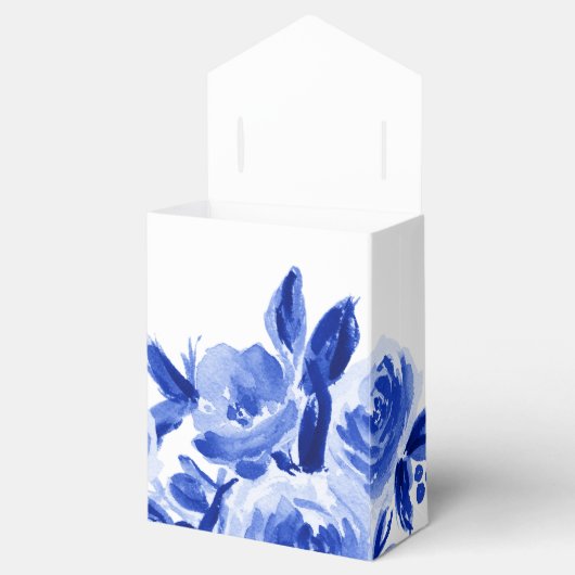 Royal Blue Waterverf Floral bruiloft gunst dozen Bedankdoosjes (Geopend)