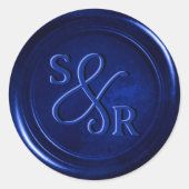 Royal Blue wax seal sticker met initialen (Voorkant)