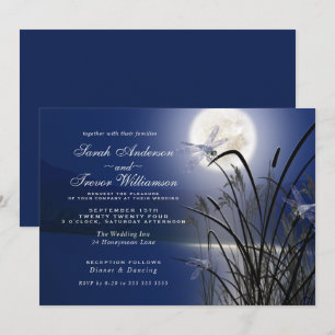 Royal Blue Wedding Full Moon Dragonfly Pond Kaart