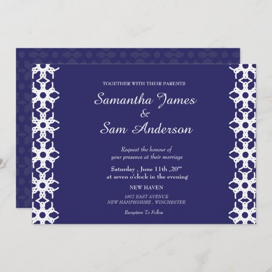 Royal Blue Wedding Invitation Kaart (Voorkant / Achterkant)