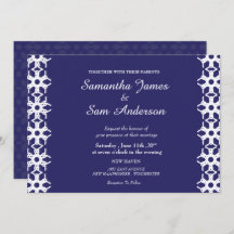 Royal Blue Wedding Invitation Kaart