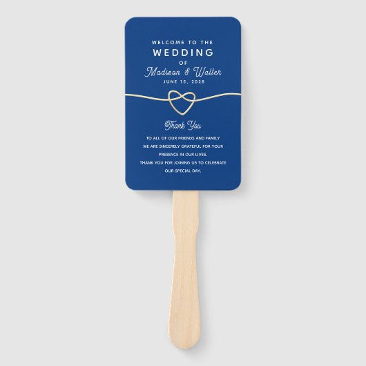 Royal Blue Wedding Programme Handwaaier (Voorkant)