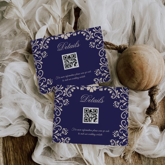 Royal Blue Wedding Qr code Details Informatiekaartje