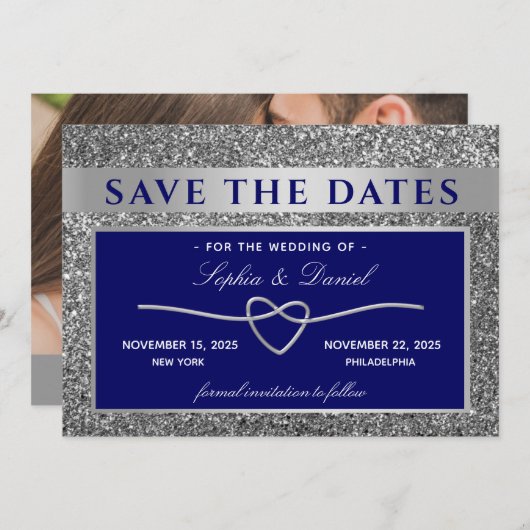 Royal Blue Wedding Save the Date (Voorkant / Achterkant)