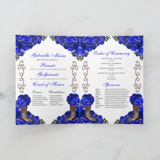 Royal Blue Western Charro Quinceañera Programme (Intérieur)