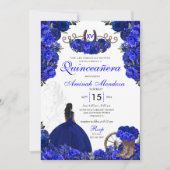 Royal Blue Western Princess Charro Quinceanera Kaart (Voorkant)