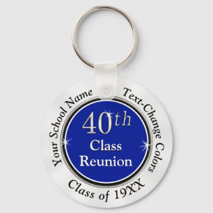Royal Blue, White, Black 40th Class Reunion Gifts Sleutelhanger