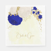 royal blue & white bloems gold bruiloft servetten (Voorkant)