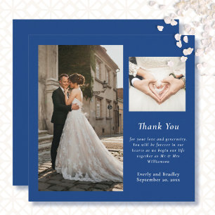Royal Blue White Elegant Foto Dank u kaart