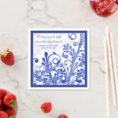 Royal Blue White Floral Gepersonaliseerde bruiloft Servetten (Insitu)